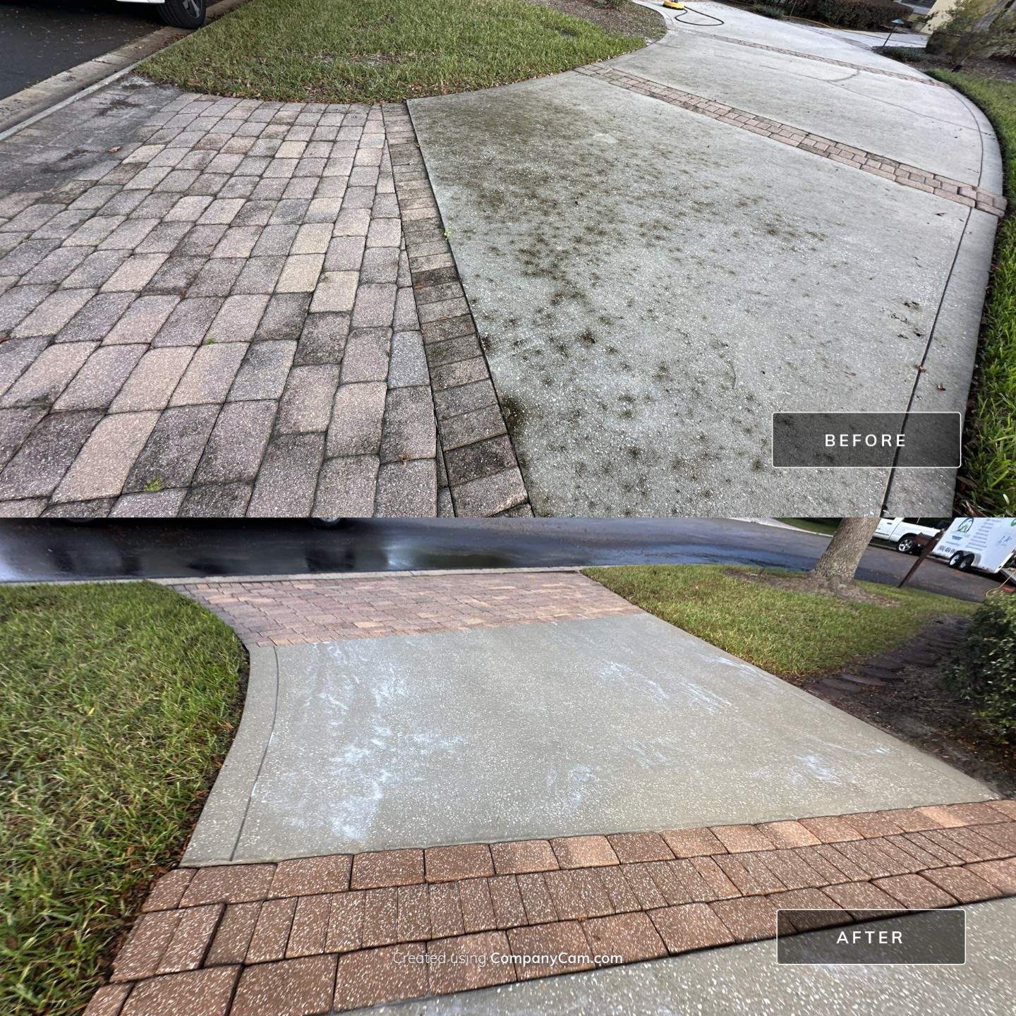 Double Driveway Transformation: Driveway & Sidewalk Cleaning on Heritage Cove Drive, St. Augustine, FL