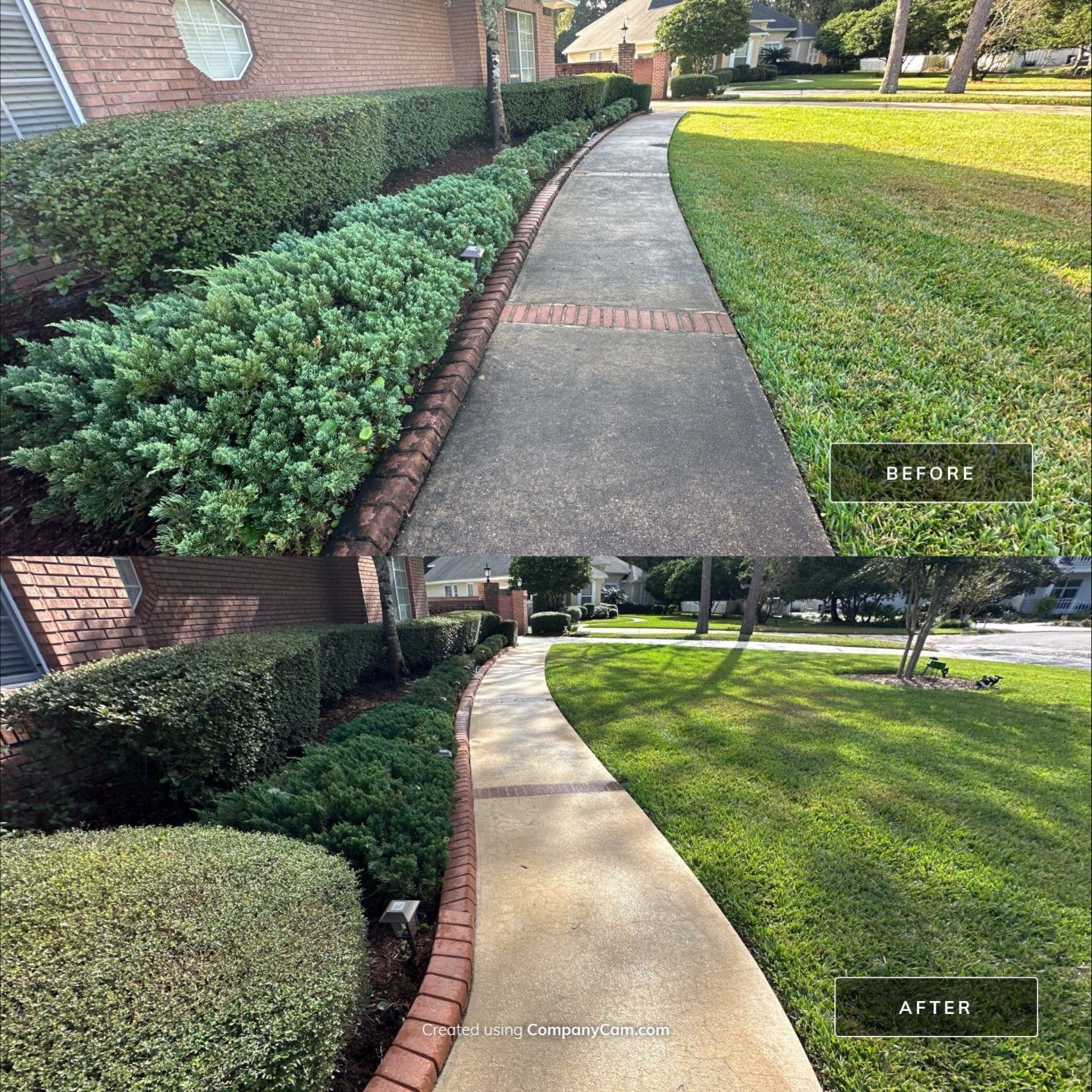 Driveway & Sidewalk Cleaning and House Wash Equals Complete Exterior Cleaning Transformation at Deerwood Country Club, Jacksonville, FL